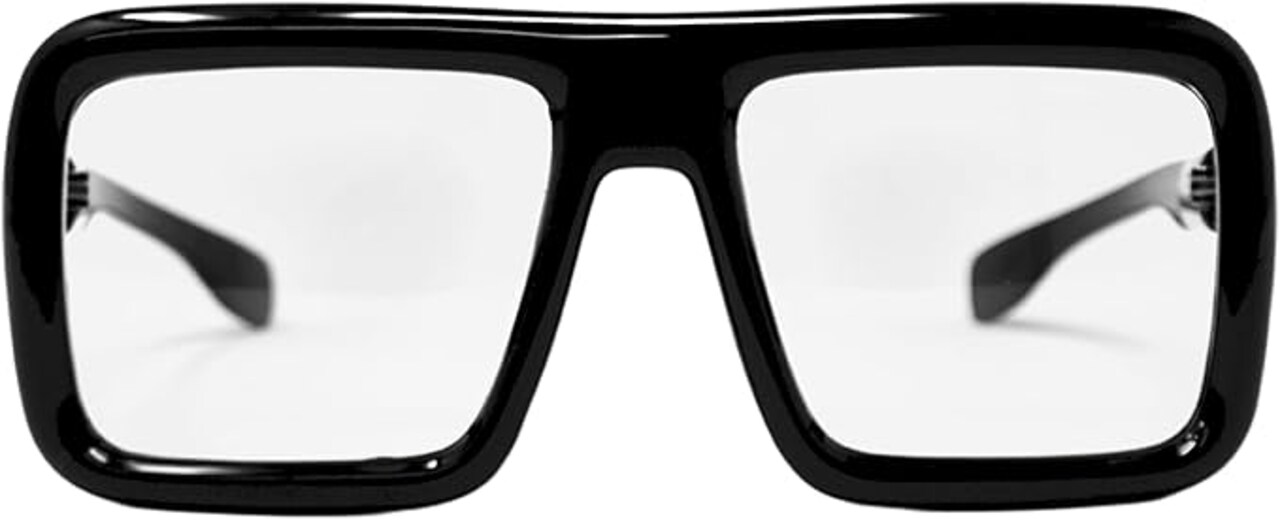 4E's Novelty Black Oversized Thick Glasses – Non-Prescription Clear Lens Square Frame, Fake Huge Nerd Eyewear for Adults & Kids, Vector Velma Costume, Halloween, Cosplay & Retro Fashion Accessories